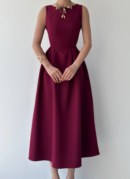 فستان عنابي - KP2182