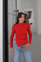 بلوزة لايكرا احمر - KP4644