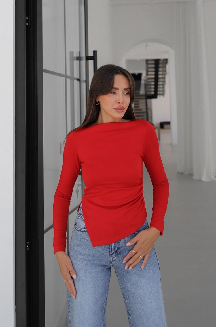 بلوزة لايكرا احمر - KP4644