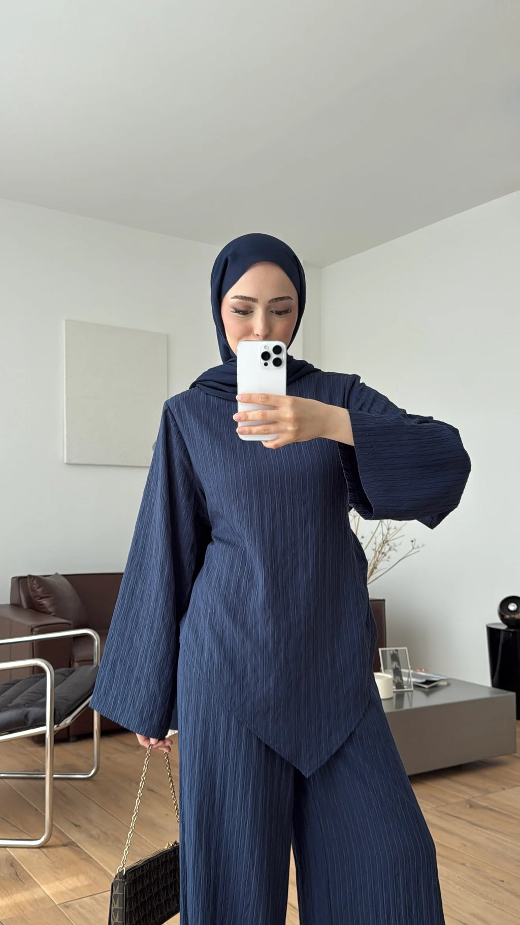 طقم بلوزة ربط مع بنطلون كحلي - KP1404