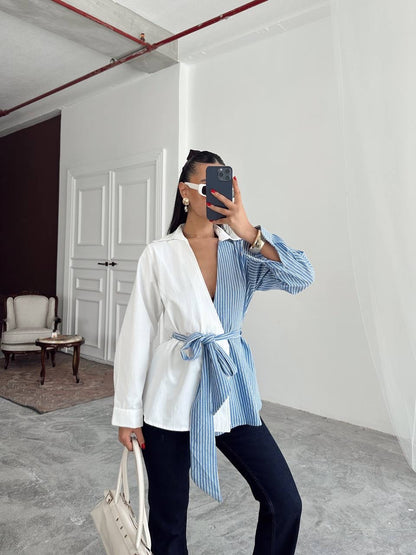 قميص مخطط ازرق - KP4182