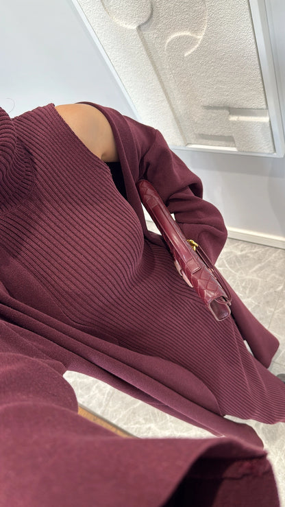 طقم جرزة مع فستان خمري - KP1411