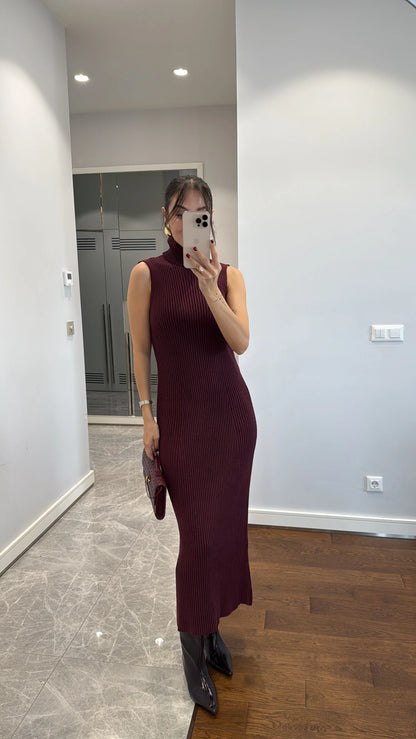 طقم جرزة مع فستان خمري - KP1411