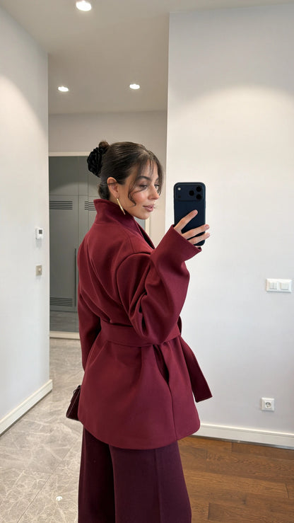 جكيت ربط خمري - KP7092