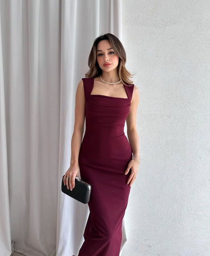 فستان خمري - KP2128