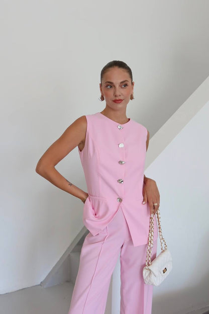 طقم ڤيست مع بنطلون زهري - KP1302