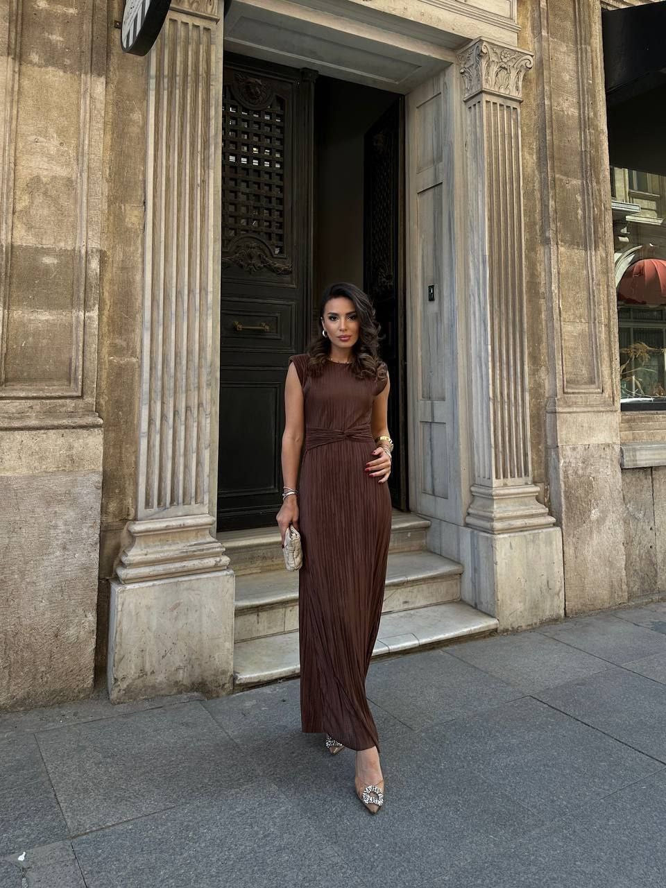 فستان بني - KP2120