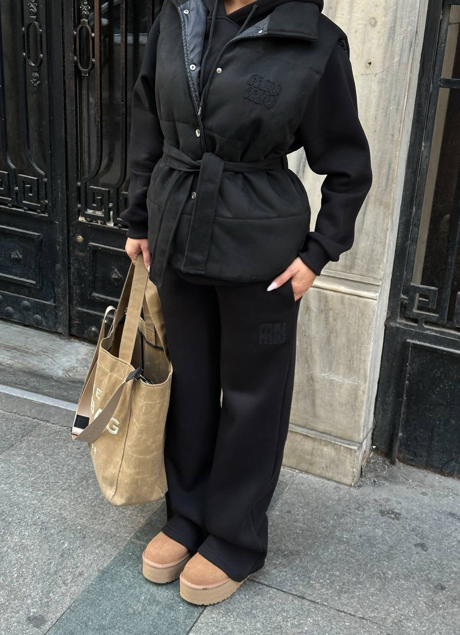 طقم 3 قطع اسود Mui mui - KP1475