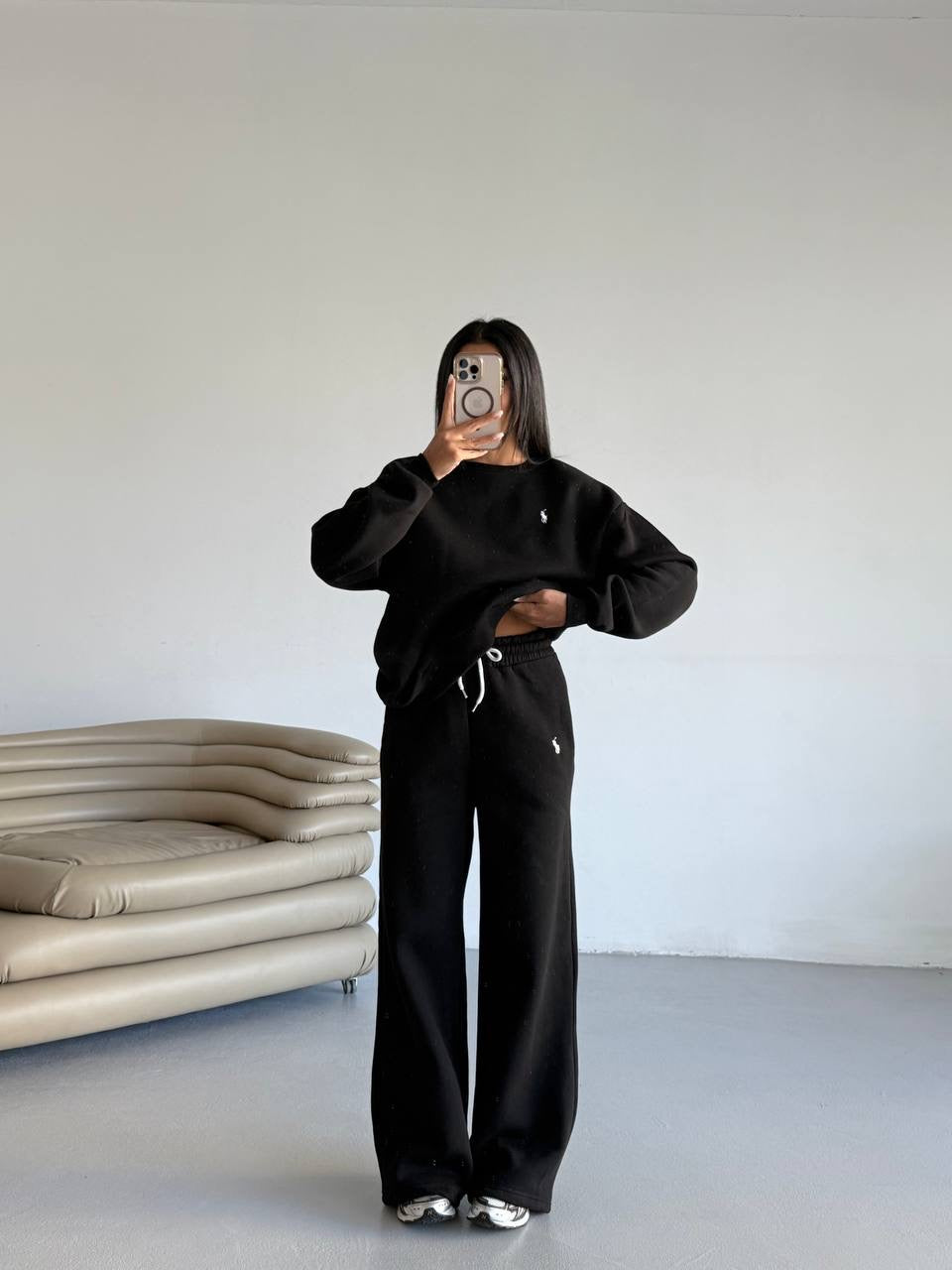 طقم بولو اسود - KP1382