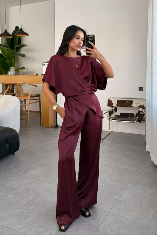 طقم ستان خمري - KP1381