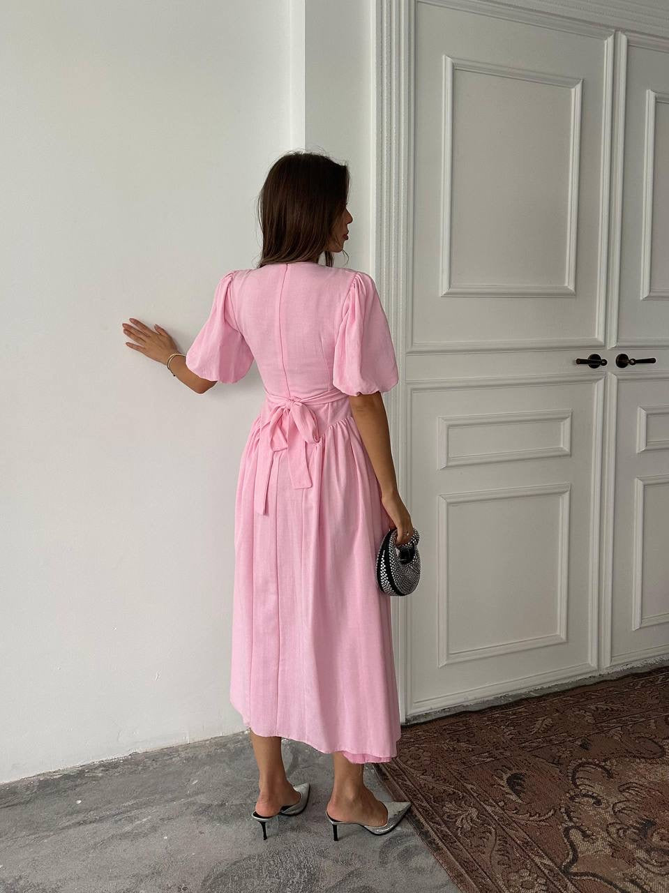 فستان ربط زهري - KP2155