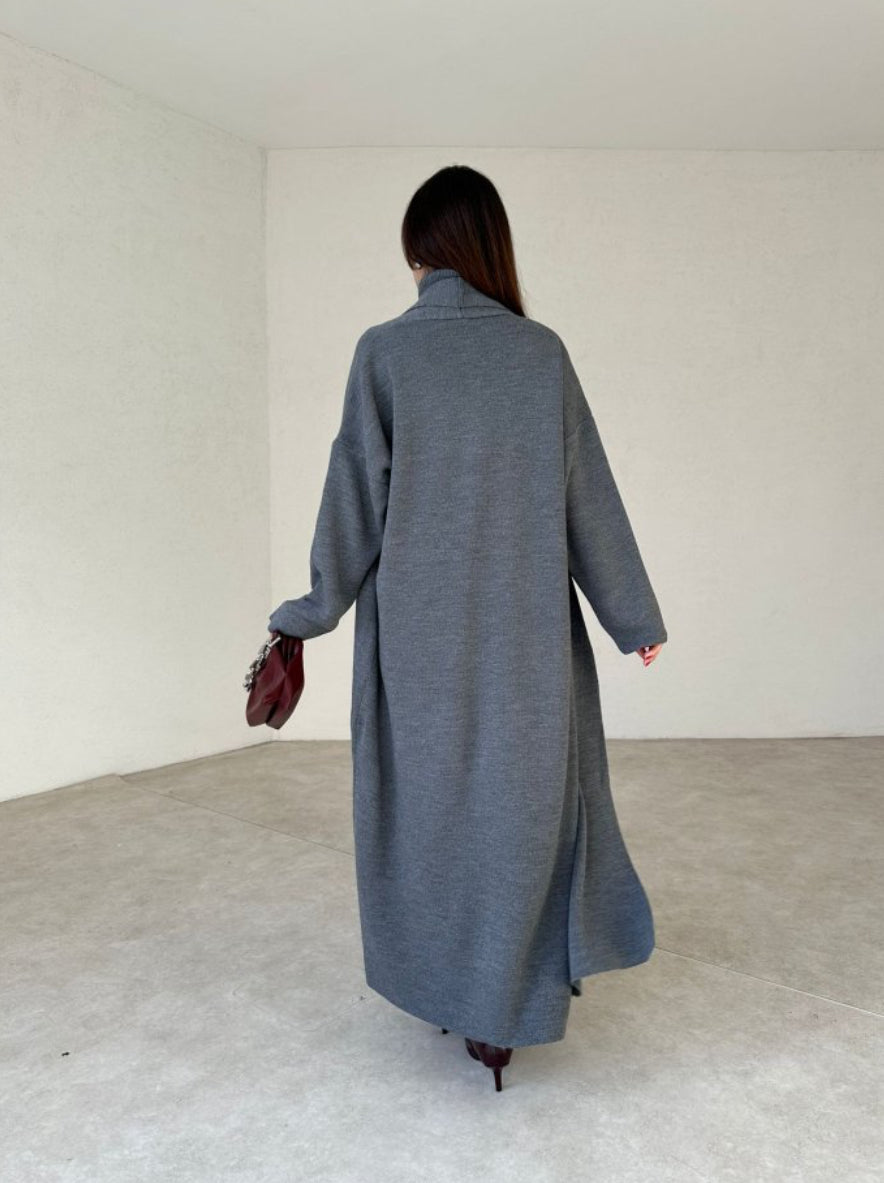 طقم فستان مع جرزة رمادي - KP1130