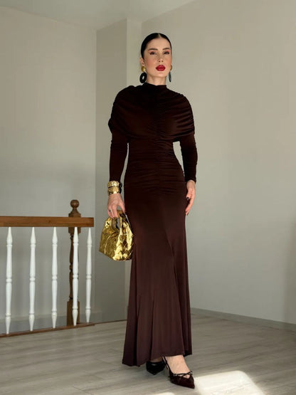 فستان لايكرا بني - KP2236