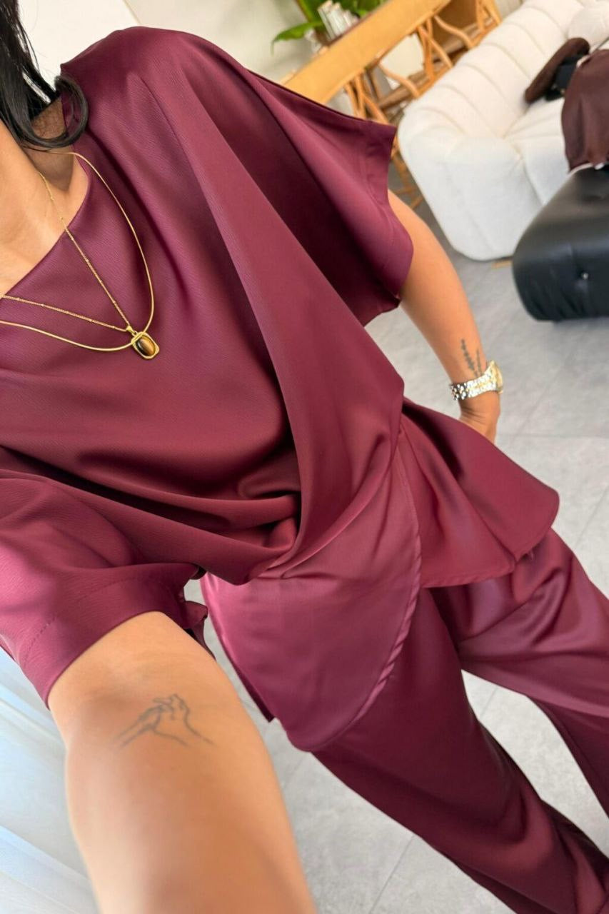 طقم ستان خمري - KP1381