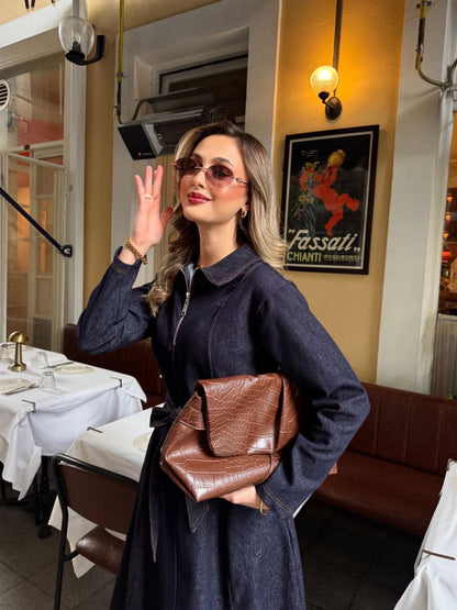 فستان جينز بحزام - KP2242