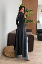 بلوزة ربط طويلة اسود - KP4536