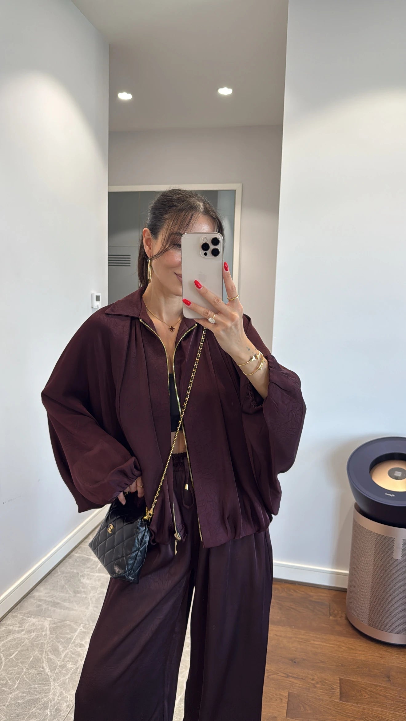 طقم عنابي ستان جكيت مع بنطلون - KP1430