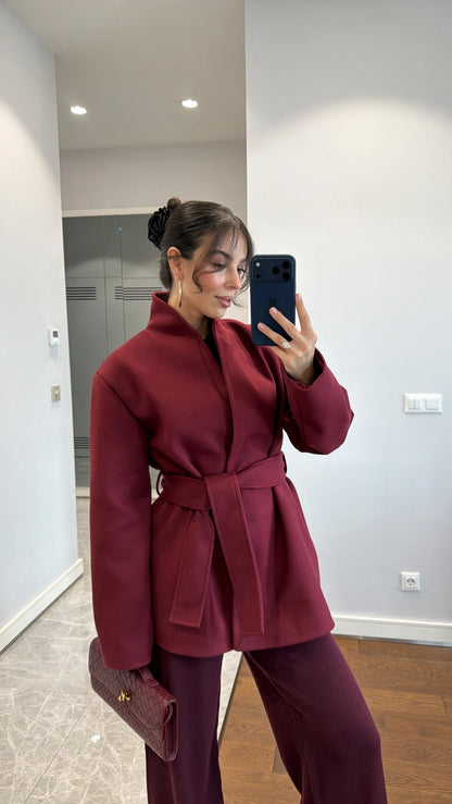 جكيت ربط خمري - KP7092