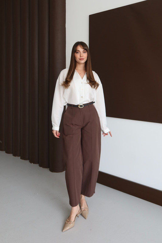 بنطلون بني بحزام - KP5084