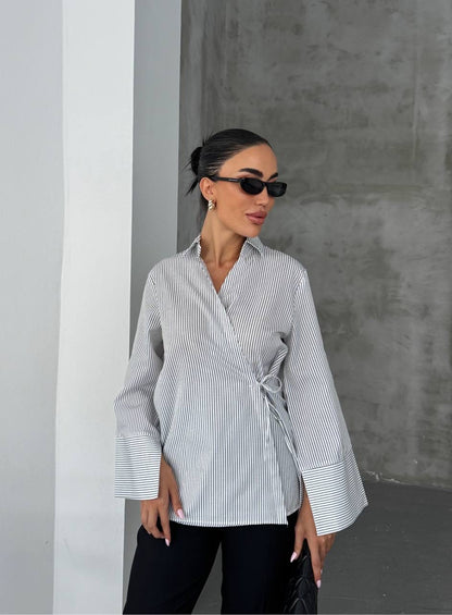 قميص مخطط اسود - KP4219