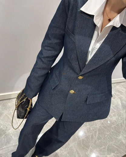 طقم بليزر مع بنطلون جينز - KP1370