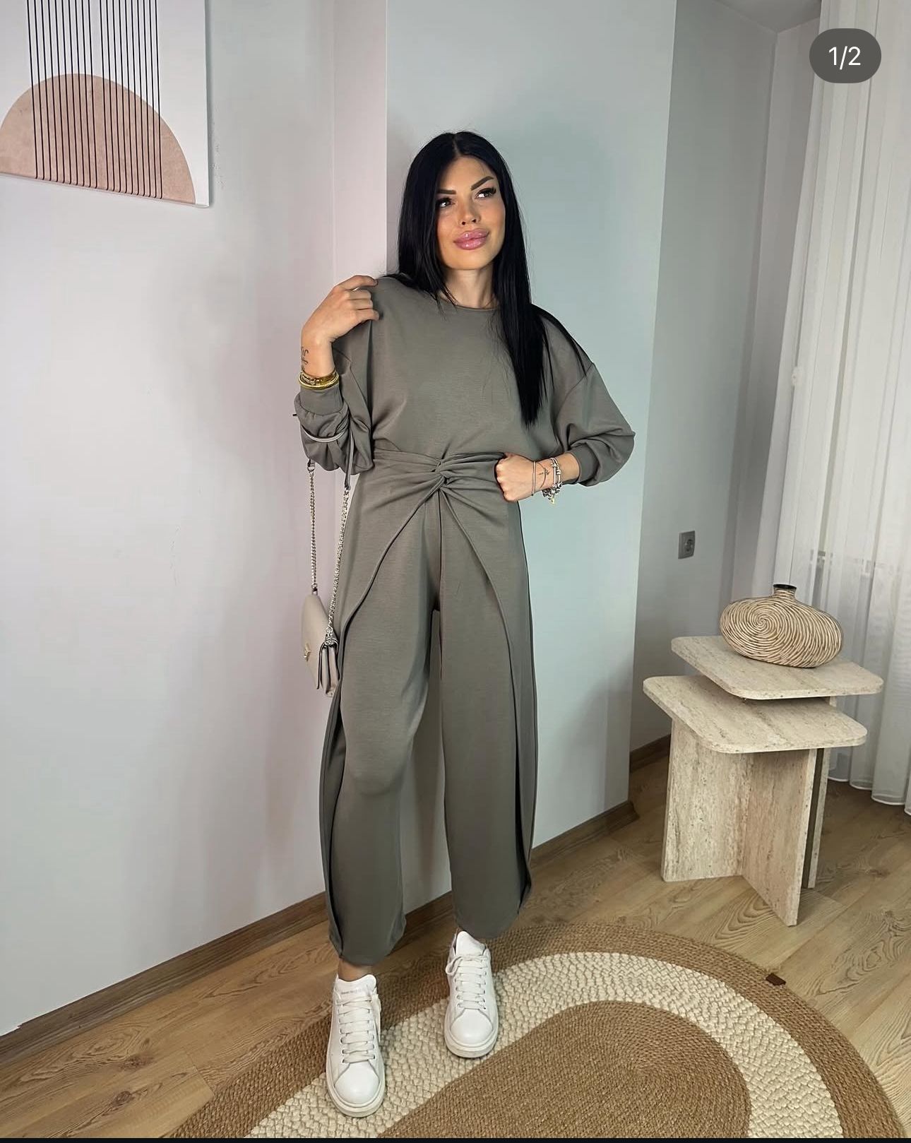 طقم عملي رمادي مخضر - KP1427