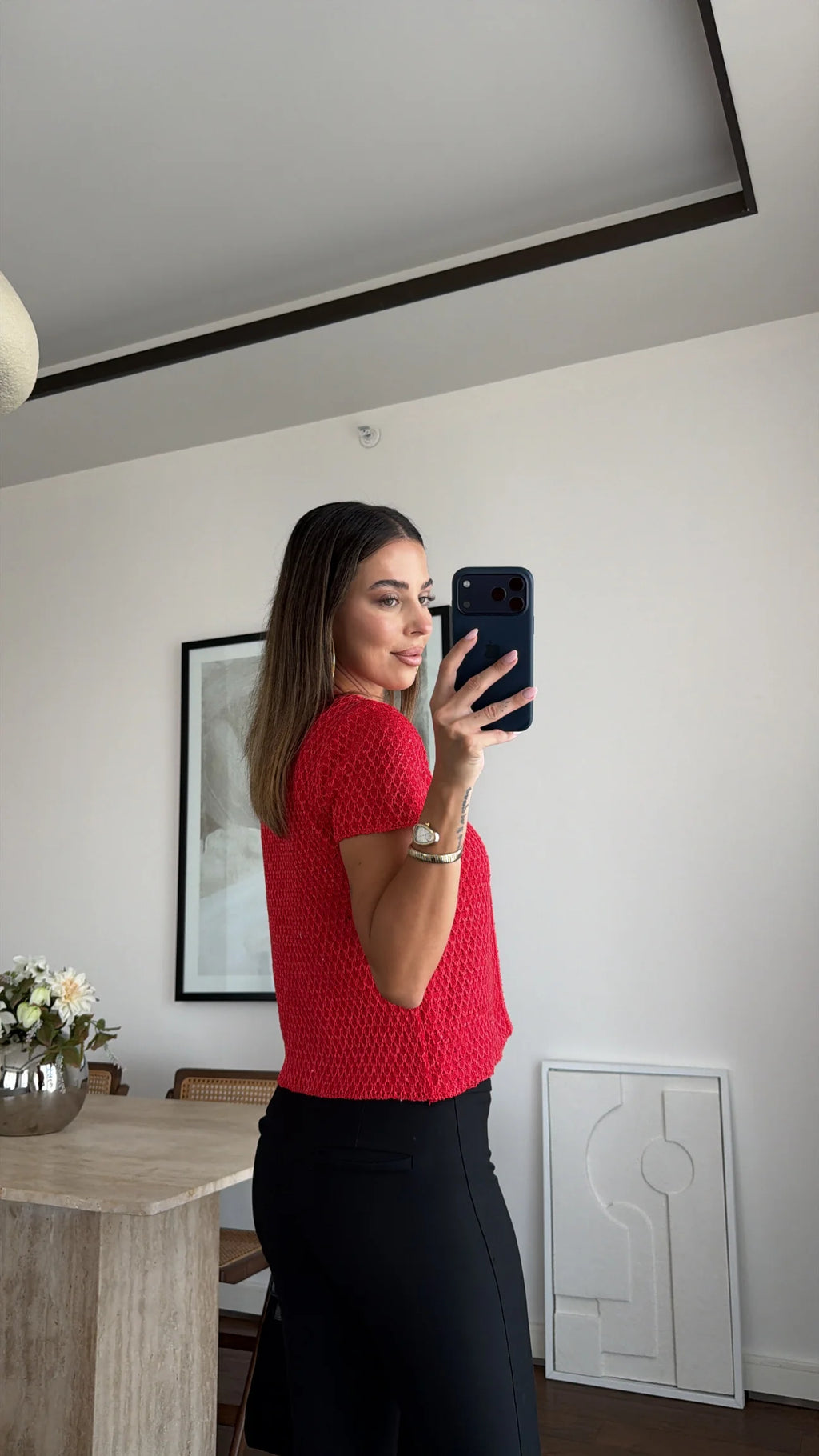 بلوزة مع جكيت تريكو احمر - KP4623