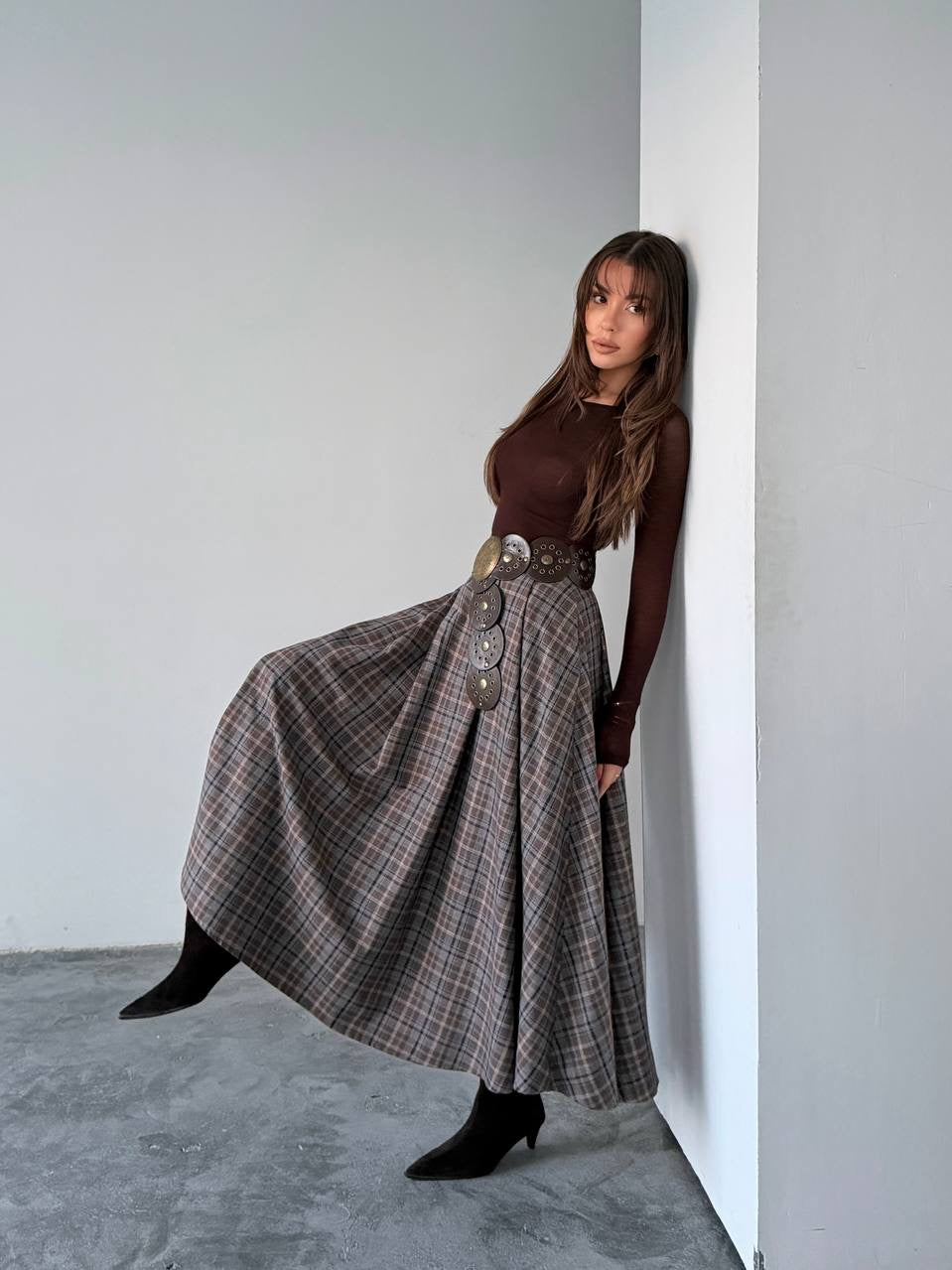 تنورة كاروهات ملونة - KP6021