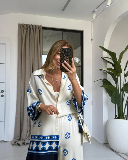 طقم ازرق وابيض - KP1300