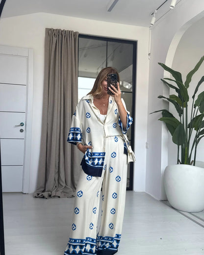 طقم ازرق وابيض - KP1300