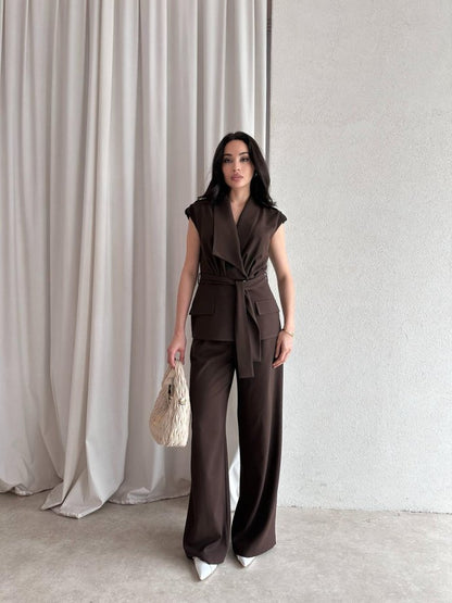 طقم كيمونو بني - KP1211