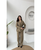 طقم كيمونو مع بنطلون زيتي - KP1525