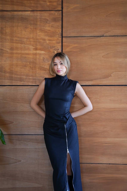 فستان اسود بسحاب - KP2241