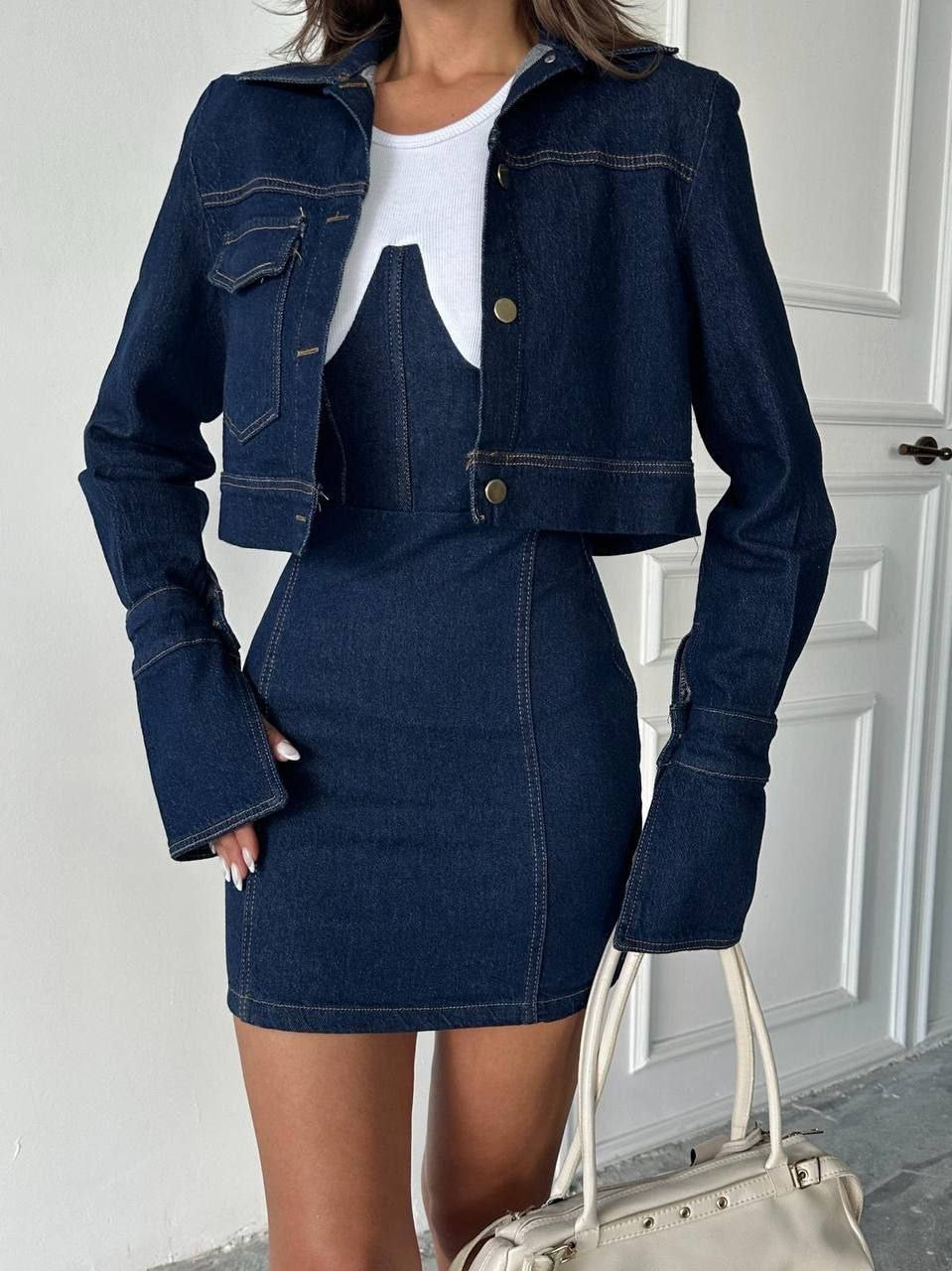 طقم جينز فستان مع جكيت - KP1408