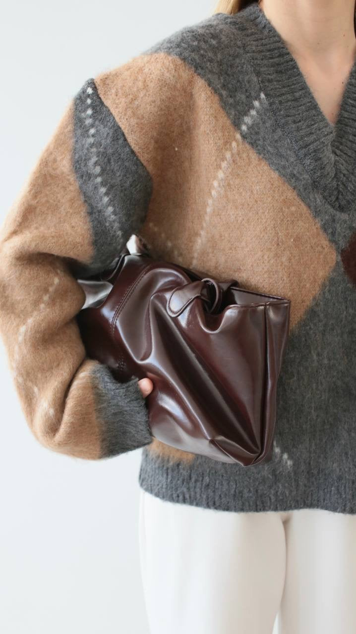 بلوزة رمادي وبني - KP4369