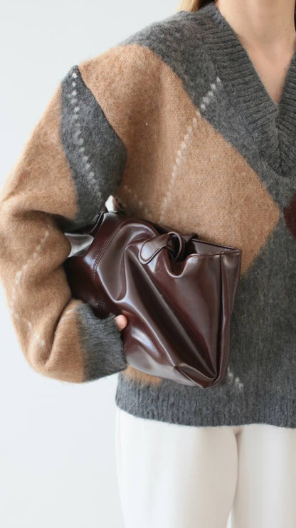 بلوزة رمادي وبني - KP4369