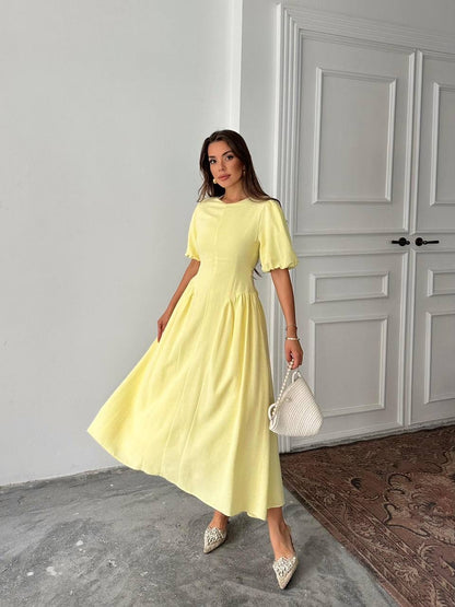 فستان ربط اصفر - KP2155