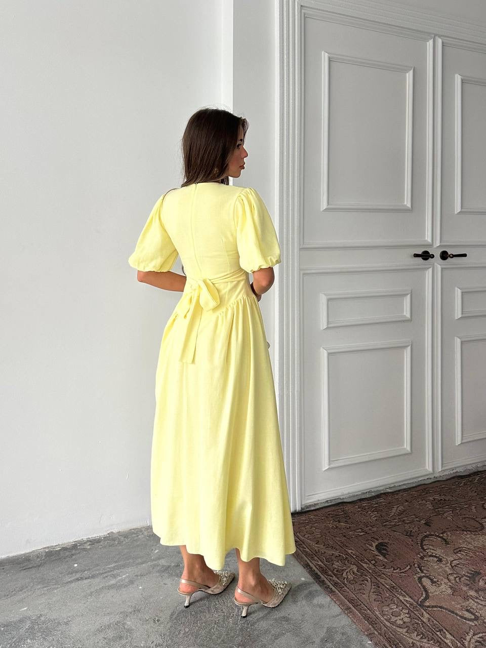فستان ربط اصفر - KP2155