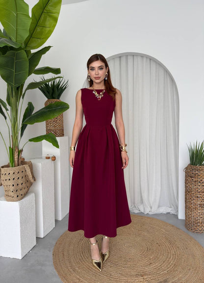 فستان عنابي - KP2182