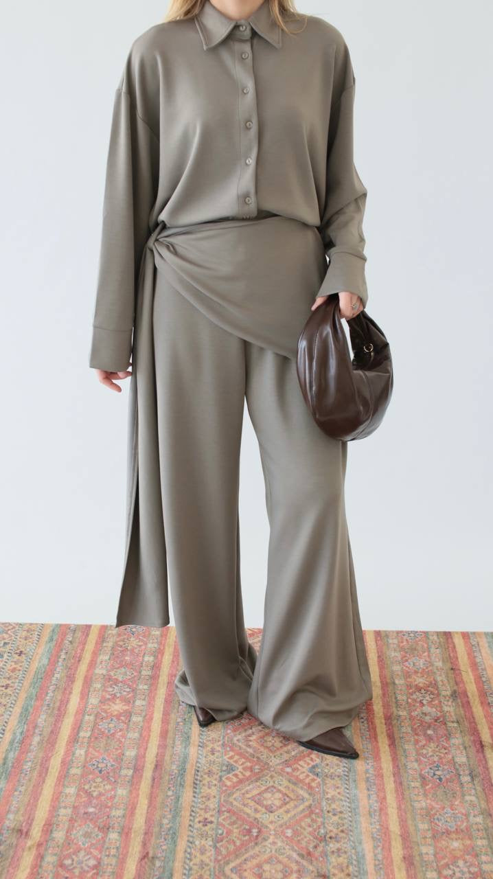 طقم قميص مع بنطلون اخضر - KP1407