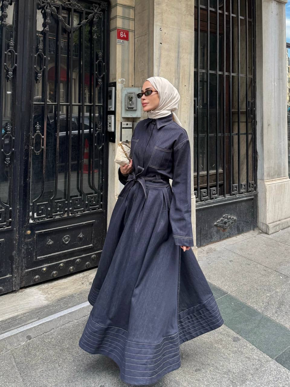 طقم جينز قميص مع تنورة - KP1426