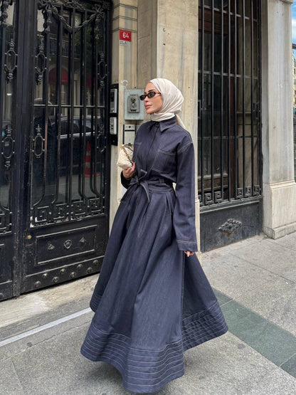 طقم جينز قميص مع تنورة - KP1426