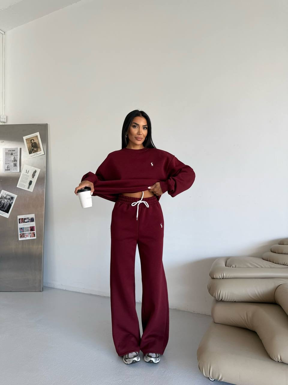 طقم بولو خمري - KP1382