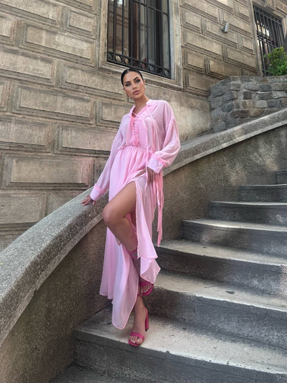 طقم شيفون زهري - KP1257