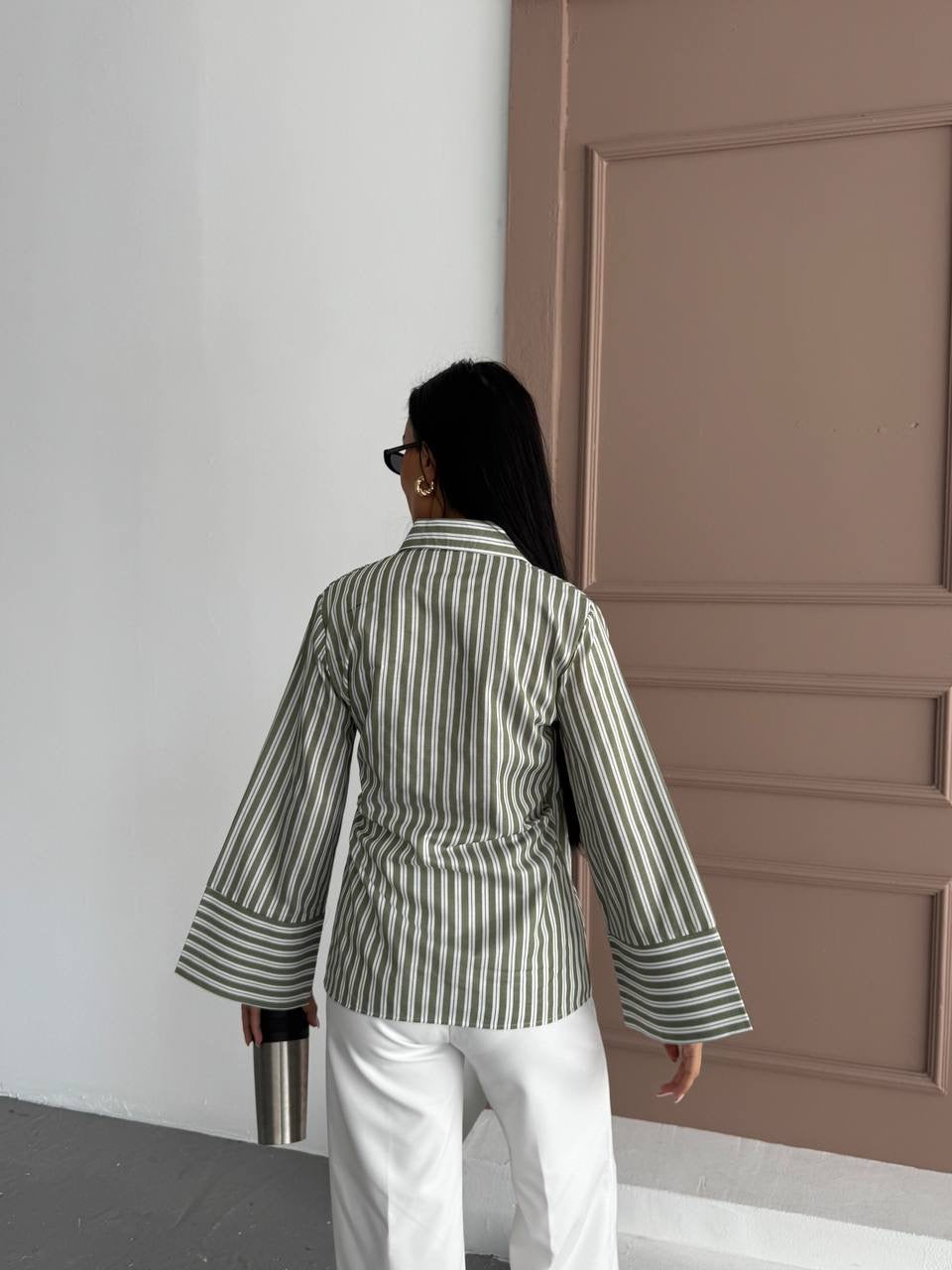 قميص مخطط اخضر - KP4219