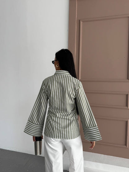 قميص مخطط اخضر - KP4219