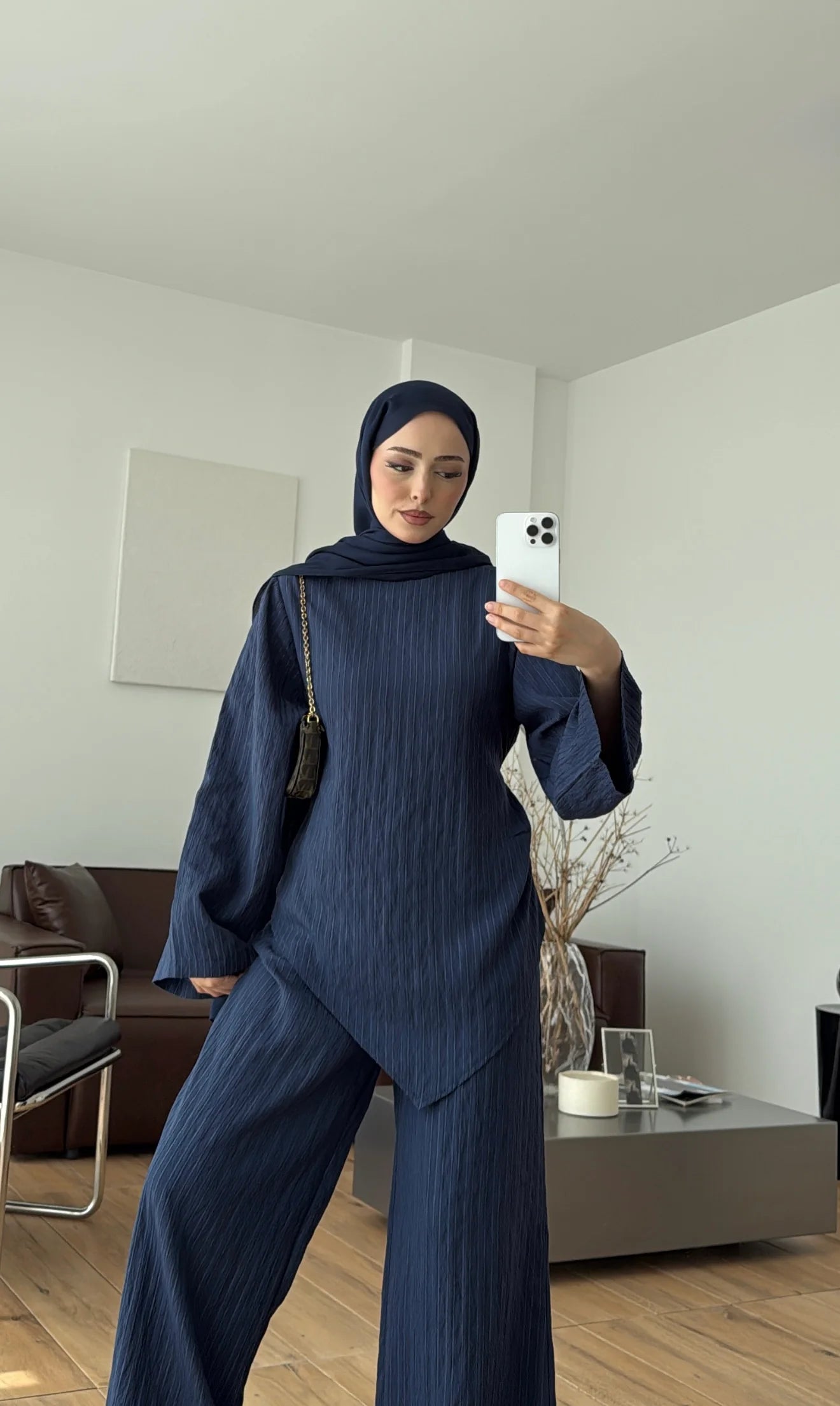 طقم بلوزة ربط مع بنطلون كحلي - KP1404