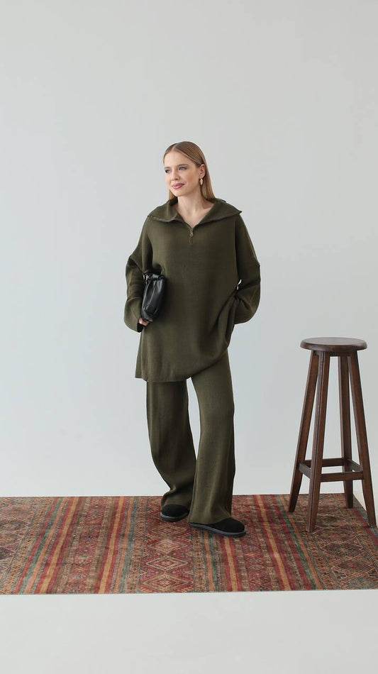 طقم زيتي بسحاب - KP1436