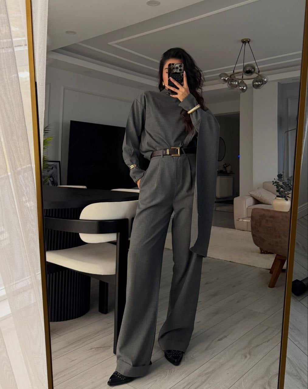 طقم بشال رمادي - KP1485