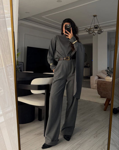 طقم بشال رمادي - KP1485